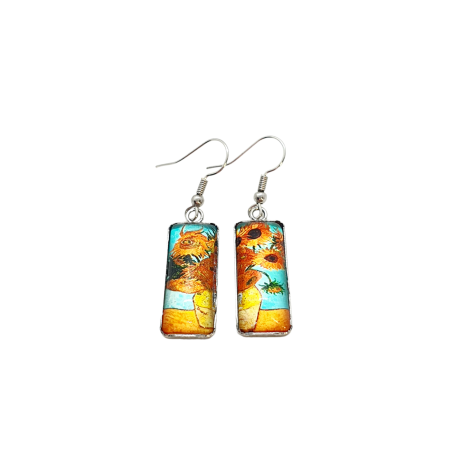 earrings steel silver sunflowers1